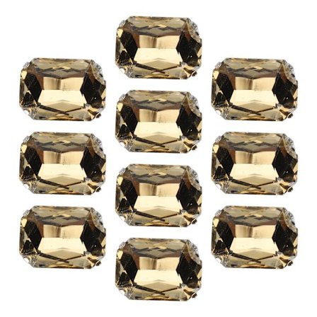 10 stk sy på rhinestones krystaller skinnende knapper dekorasjon for DIY håndverk klær sko vesker 0,71 x 1,1 tommer lysebrun rektangulær