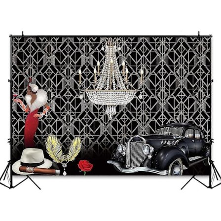 Heyone 7x5ft Roaring 20-tals Temafest Bakgrund Den Store Gatsby Flapper Vuxen Födelsedag Bakgrund Gangster Vintage 20-tals Dekor Bröllopsdekoration 
