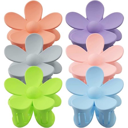 Blomsterhårklemmer, 6 stk. store matte hårklemmer hårklemmer til kvinder piger, krabbe hårklemme hårtilbehør til tyndt og tykt hår