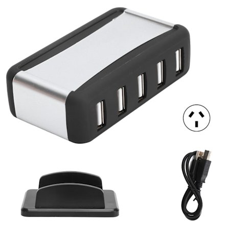 7 Port USB Hub Højhastighedsforlænger med 100-240V Strømforsyning til Desktop Laptop Notebook AU Stik