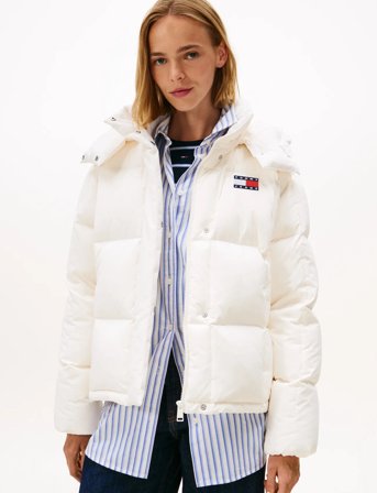 Tommy Jeans Tjw Alaska Grid Down Jacket Ext - Cream - XL