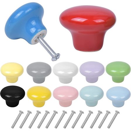 12 stk. Farverige Skabslågeknop 32 mm Runde Keramiske Håndtag Solide Møbelknapper Enkelt Hul Skuffeknapper Dørhåndtag Til Børneværelse Dør Skab Ca