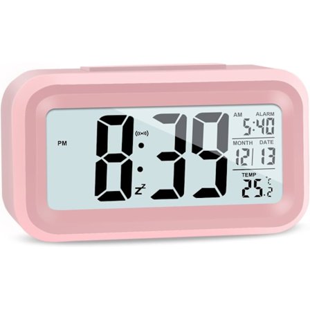 (Rosa) LCD Digital Vekkereklokke, Smart Digital Vekkereklokke med Te