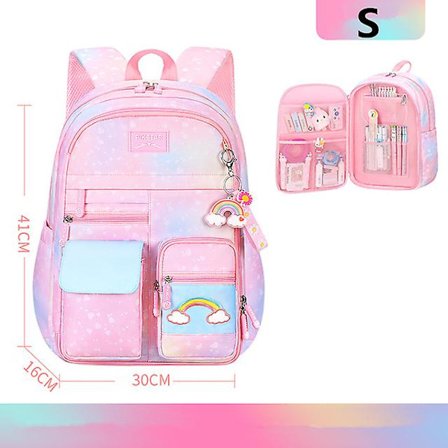 Grundskoleryggsäck Söta färgglada väskor för flickor Princess skolväskor Vattentäta barn Regnbågsserien skolväskor Mochila