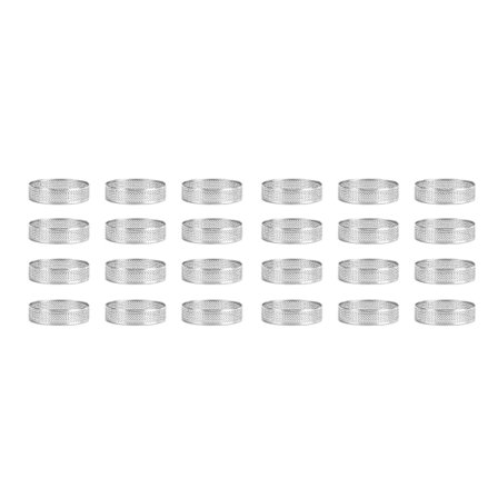 24-pack Rostfria Pajringar 3 Tum, Perforerade Kake Mousse Ringar, Kake Ringformar, Runda Kakeformar