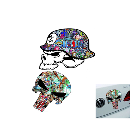 2 stk. Bilsticker, motorcykel, graffiti, kranium, spøgelse, klo