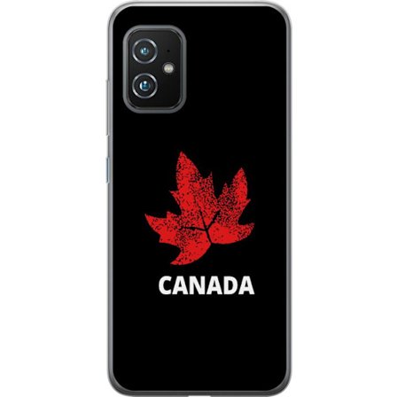 Kompatibelt Mobildeksel til Asus Asus Zenfone 8 Grafisk lønnebladsymbol i rødt mot svart bakgrunn med tydelig kanadisk referanse og minimalistisk de