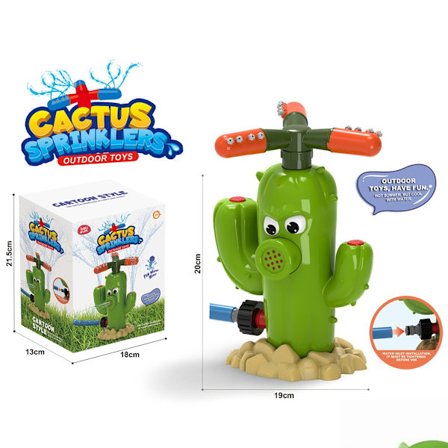 360° roterende børnesprinklertoy, egnet til udendørs leg for børn, spreder vand på græsplænen, kan tilsluttes haveslangen