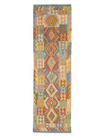 Kelim Afghan Old Style Teppe Håndvevd 94X299 Løpere Afghanistan