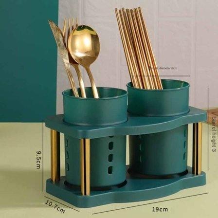 Bestick Organizer Förvaringshållare GRÖNT GULD GULD