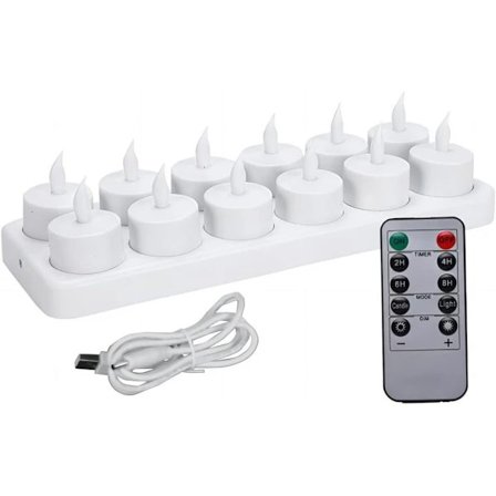 Oppladbare telys, 12 stk oppladbare lys A