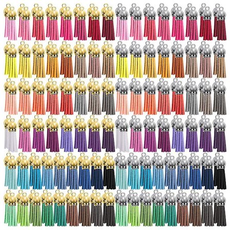 Faux Suede Tassel med Caps Nyckelring Mobiltelefon Remmar Hänge