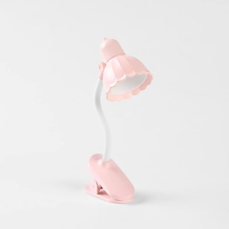 Bærbar sengelampe, mini sød nyhed pige blomsterlampe, 360° justerbar LED clip-on lampe (små kronblade rød)
