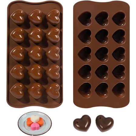 ING Chokoladeform silikone bonbonform hjerte 15 huller non-stick belægning bonbonform chokolade bonbonform gummibakke slik isterninger