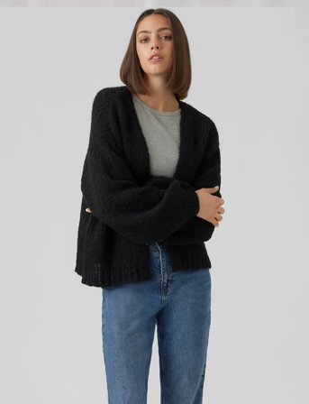 Vero Moda Vmmaybe Ls Open Cardigan Noos - Black - XS