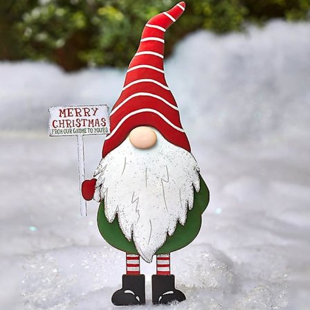 Trädgårdspynt i metall med tomte, juldekorationer för utomhusbruk, gräsmatta, uteplats