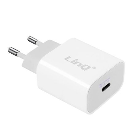 USB Type C Laddare - LINQ - 18W - Snabbladdning - Laddningsskydd - Vit