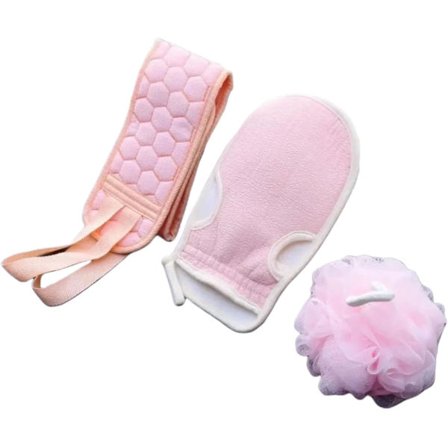 Rygskrubber Sæt (3 stk), Eksfolierende Badebørste & Body Wash Svamp - Brusebad Massageværktøjer til Dyb Rengøring & Hudfornyelse