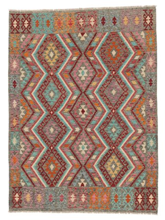 Hand Woven Kilim Afghan Old Style Rug 177X243 Brown/Dark Red