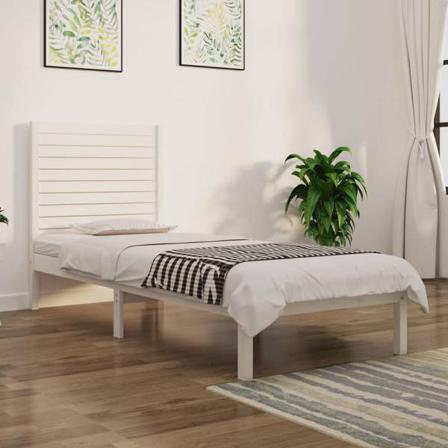 Vidaxl Sängram Vit Massivt Trä 90x190 Cm 3ft6 Vit