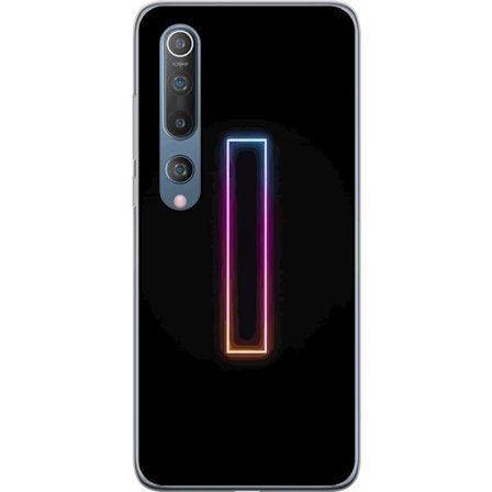 Kompatibel Mobilcover til Xiaomi Xiaomi Mi 10 5G Minimalistisk neonbogstav I i regnbuefarver mod mørk baggrund