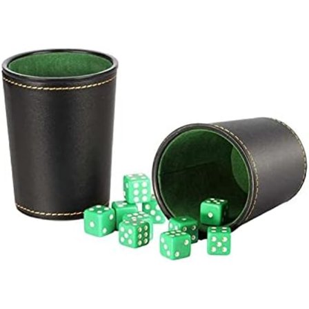 1 stk filtforet PU skinn terningrullende kopp fløyel, med 5