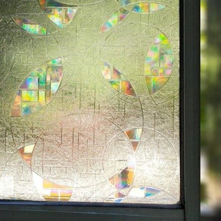 45 * 200 cm 3D laser stor cirkel geometrisk elektrostatisk glasfilm selvklæbende gratis vindue klistermærke til at beskytte privatlivets fred 