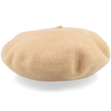 MJM Hats - Beige traditionalbeanie Cappello - Isabel W 100% Wool Camel Beret @ Hatstore