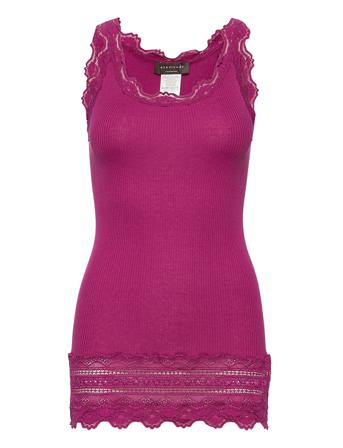 Silk Top W/ Lace T-shirts & Tops Sleeveless Rosa Rosemunde*Betinget Tilbud