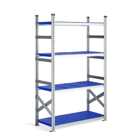 Galvanised food shelving TRANSFORM, basic unit, 1972x1200x500 mm, blue