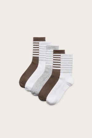 Kappahl | 5-pk. ribbestrikkede sokker | Brun