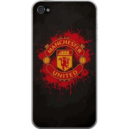 Kompatibelt Mobildeksel til Apple Apple iPhone 4 Manchester United logo i rød og gul farge med røff sportslig bakgrunn
