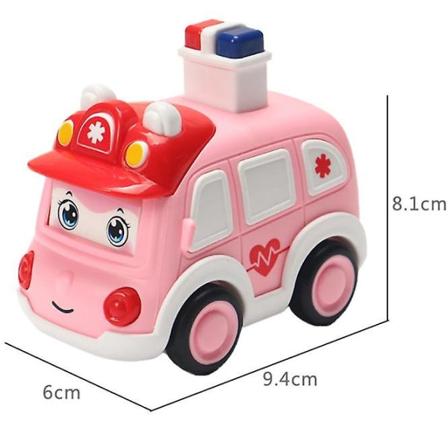 Sarjakuvan kasvoja muuttava push-pull autoauto Pink face changing press ambulance