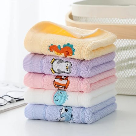 5pcs Large Children's Cartoon Animal Primary Baby School Students Face Towel ,Soft Absorbent Household Bath Towels for Baby Kids