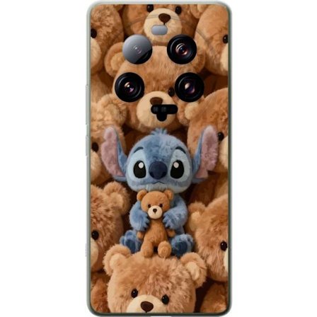 Kompatibelt Mobildeksel til Xiaomi 13 Ultra Stitch omgitt av brune teddybjørner med en liten teddybjørn i fanget i en søt og koselig kawaii-design