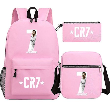 Ronaldo Cr7 Fodbold Rygsæk Sæt - 3 stk, Skoletasker til Piger & Drenge, Laptop Rejse Rygsæk, Dame Rygsæk Skuldertasker Med Penalhus