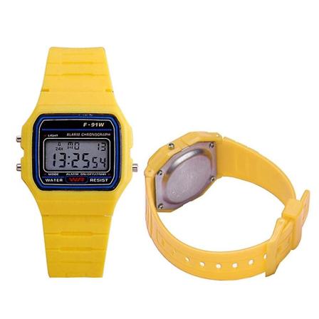 Luksuriøs klassisk digital klokke F-91W Unisex Retro Vintage Sport LED Vanntett [LGL] yellow