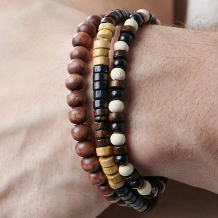 Brown Multi Charm Bracelet for Men - Beaded bracelets