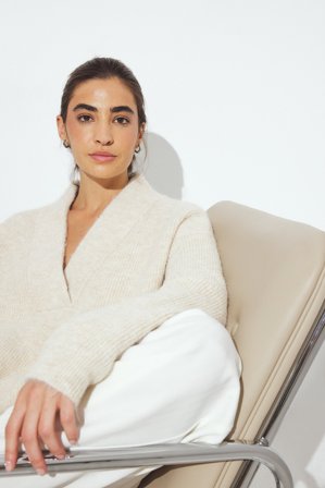 NA-KD Pull oversize en maille à col en V - Pulls Oversize - Beige - L