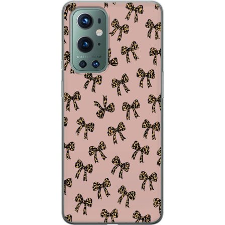 Kompatibelt Mobilskal till OnePlus OnePlus 9 Pro Leopard båge rosetter mönster rosa bakgrund leopard print bågar söta mode flickaktig retro design