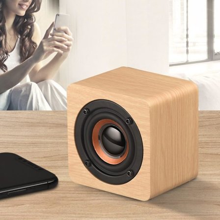 Bärbar bokhylla Retro Trä Bluetooth Mini Högtalare Subwoofer Stereo Kort, Inbyggt Litiumbatteri