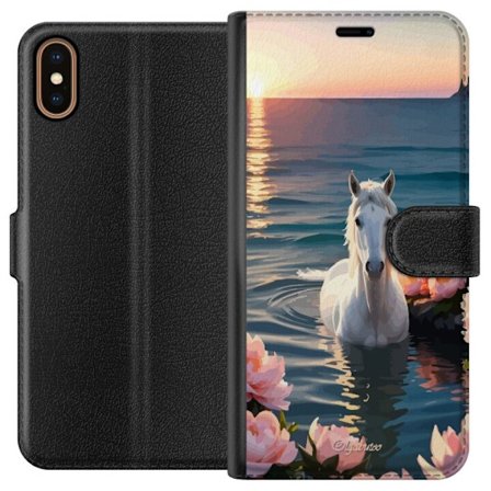 Kompatibel Tegnebogsetui til Apple iPhone XS Svømmende hest