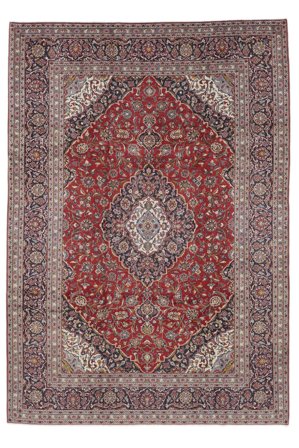 Handgeknüpft Keshan 249X357 Persischer Wollteppich Dunkelrot/Braun Groß