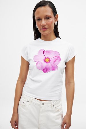 NA-KD bedrucktes Baby-T-Shirt - T-Shirts - Weiß - L (EU 42-44)