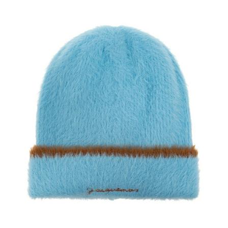 Jacquemus, Neve beanie with logo Blauw, Dames, Maat:ONE Size
