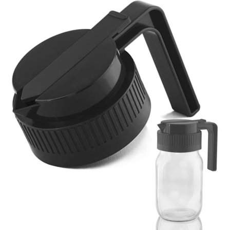 Bred Mun Mason Jar Hällpiplock med Handtag, Glas Sirapsdispenser med
