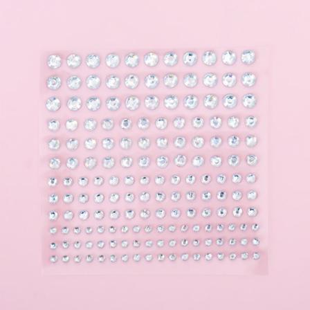 1 ark 165 stk 3456 mm rhinestone-klistremerker Krystalljuveler-klistremerke White