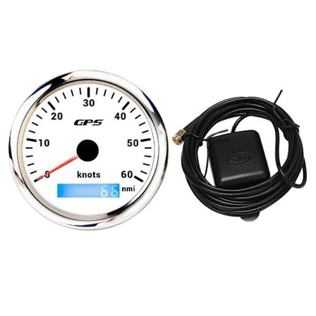 85 mm GPS Marine Hastighetsmåler 0-60 Nautiske Mil med 7-Fargers Bakgrunnsbelysning GPS Kilometerstandsmåler for Marine Yacht