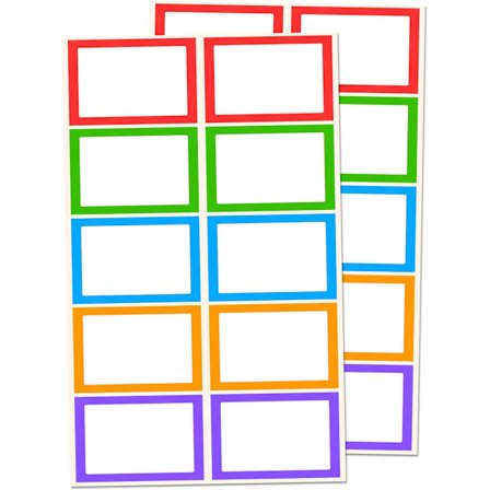 2-pakning - Fargede etiketter Klistremerker Navneskilt, 7,5 x 5 cm, 5 farger