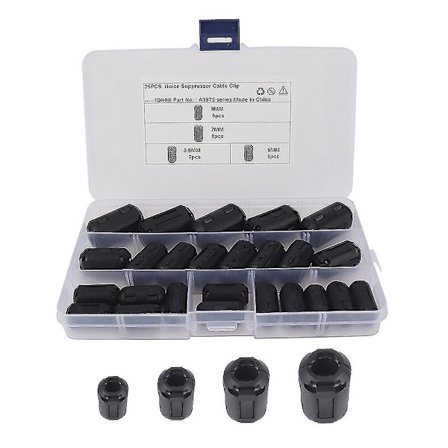 25 stk. Ferritkerne-kabelring-choker-støjundertrykkerfilter til strømkabel